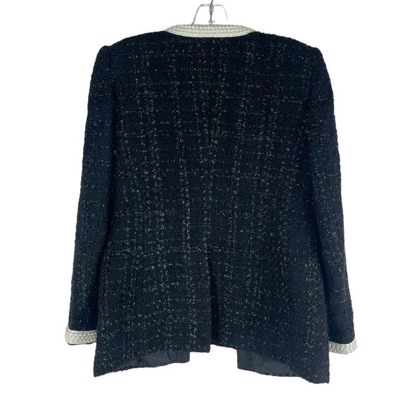 Veronica Beard Kemsley Pearl Embellsihed Tweed Wool Jacket Black Size 00 - Picture 8 of 10